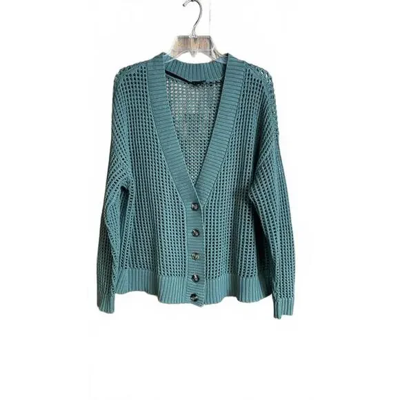 Torrid open stitch green cardigan sweater size Large - Picture 3 of 10